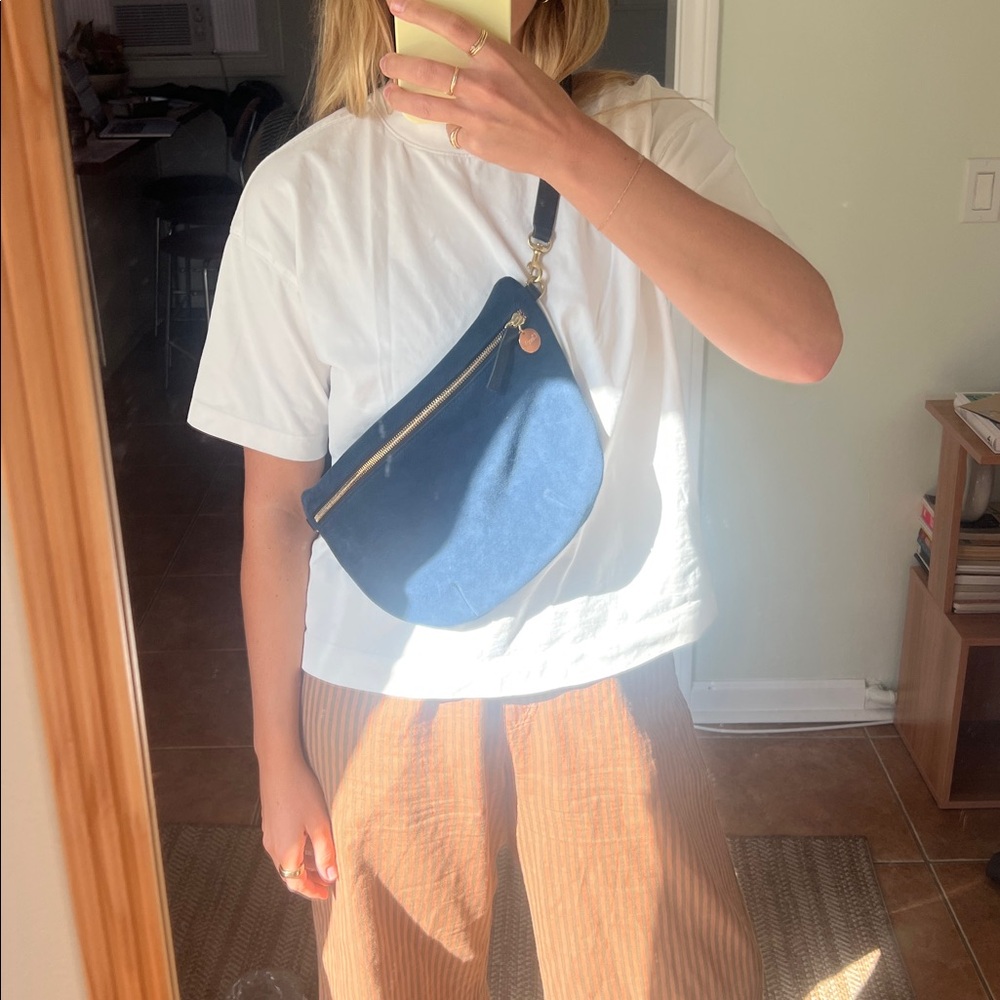 Claire V. Grande Navy Suede Fanny